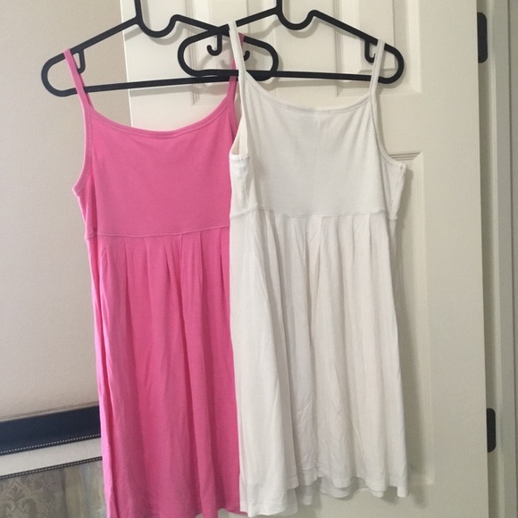 NEW Two Pink and White Spaghetti strap baby doll Dresses , Embellished - Picture 3 of 12